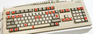 COMMODORE AMIGA 2000; A3000; A4000 KEYBOARD KEY CAPS with GREENish PLUNGER 2
