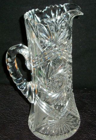 Vintage American Brilliant Cut Glass? Pitcher Outstanding 56oz