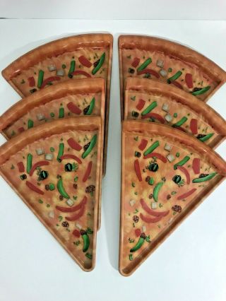 Pizza Plates Vintage Sliced Shape Hard Plastic Set Of 6