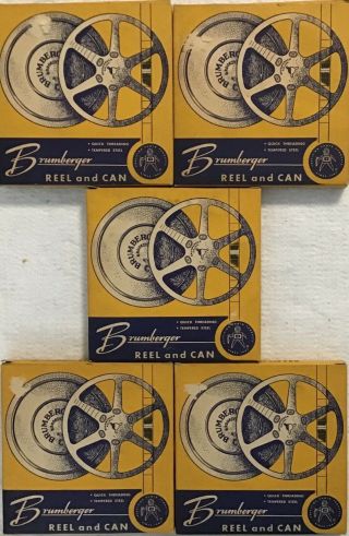 Brumberger 5 Metal Film Reels 5 " & 5.  75 " W Cans For 8 8mm