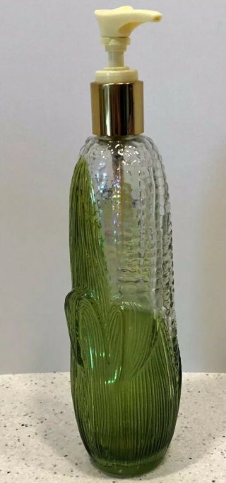 Vintage Avon Golden Harvest Corn Cob Lotion Soap Glass Pump Dispenser Bottle