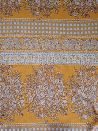 Vtg 60s 70s Duvet Cover Mod Floral Orange Yellow White Fabric Repurpose Crafts