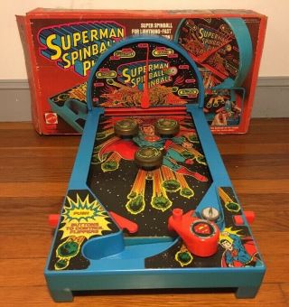 Vintage 1978 Mattel Superman Spinball Pinball Machine Game W Box