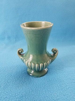 Vintage Mccoy Green Art Deco Pottery Vase.  Usa 6 " Tall.