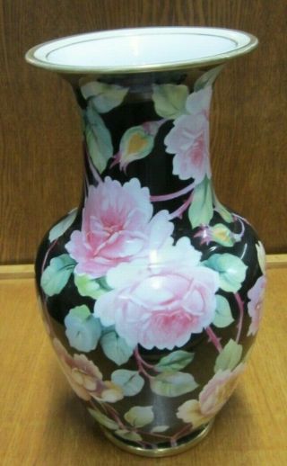 Vintage Nippon Hand Painted Floral 13 " Vase -