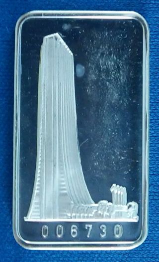 Vintage First National Bank Of Chicago 1 Ounce.  999 Silver Art Bar - Swiss