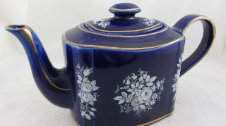 Vintage Arthur Wood & Son Staffordshire England Cobalt Blue Teapot Gold 2 Cup