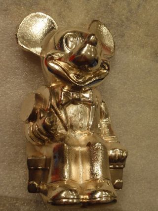 Vintage 1960 ' s Walt Disney Mickey Mouse Silver Plated Metal Bank Leonard W BOX 2