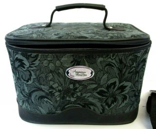 Vintage Train Case American Tourister Green Tapestry