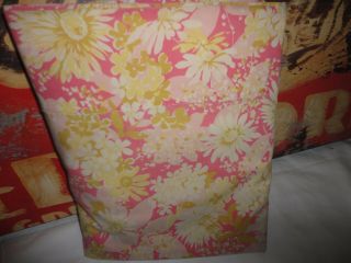 Vintage Springmaid Wondercale Pink Green Floral Full Flat Sheet 78 X 94