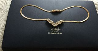 Vintage Attwood And Sawyer (a&s) Goldplated & Crystal Necklace C1980’s