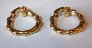 Avon Golden Bamboo Earrings Clip On Gold Plated 3/4 