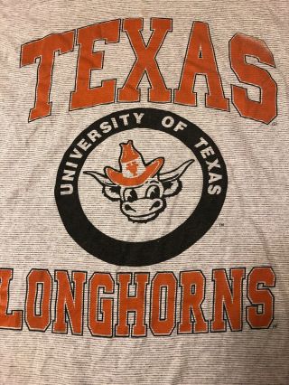 Vintage 90s Texas Longhorns T Shirt Striped Single Stitched Sz Xl Grey