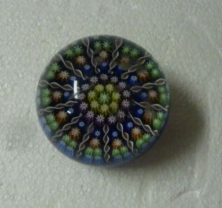 Vintage Murano Style Millefiori Floral Art Glass Paperweight S - 8
