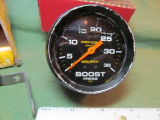 Vintage Auto Meter Pn 3401 Boost Gauge - Liquid Filled 0 - 35psi Range,  2 - 5/8 "