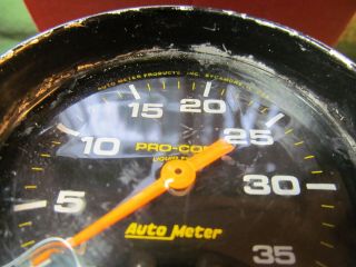 Vintage Auto Meter pn 3401 Boost Gauge - Liquid Filled 0 - 35psi Range,  2 - 5/8 