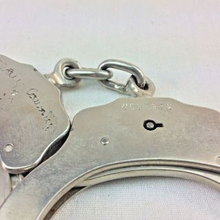 Vintage Peerless Handcuffs Police Sheriff 300 Nickel Plated 095872 USA No Keys 5