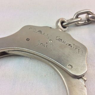 Vintage Peerless Handcuffs Police Sheriff 300 Nickel Plated 095872 USA No Keys 6