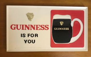 Vtg Guinness Beer Stout Small Advertising Sign - 11 X 7 Bar Mancave Wall
