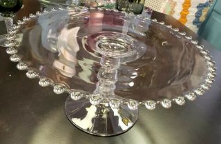 Imperial Candlewick Clear Stem Round Cake Stand Plate 11 " Diam 6 " Tall Vtg