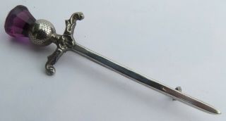 Vintage Scottish Sterling Silver Sword Brooch By Robert Allison C.  1954