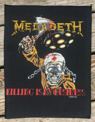 Vtg 1988 Megadeth Killing Is My Business Back Patch 1980s Heavy Metal Thrash