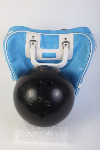 Vintage Amf Voit Cobra X 10 Lb Black Bowling Ball With Bag