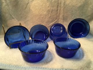 Vintage Colorex Cobalt Blue Custard/ramiken Bowls,  Made In Brazil - Set Of 6