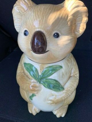 Vintage California Pottery Poppytrail By Metlox Usa Koala Bear Cookie Jar W/ Lid