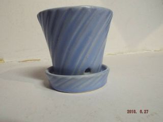 Vintage Mccoy Pottery,  Blue Swirl Design Flower Planter W/saucer 4 " H X 4.  25 " W
