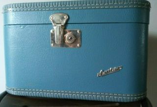 Vintage Carilite Train Case Blue Hard Case Luggage With 2keys Mirror