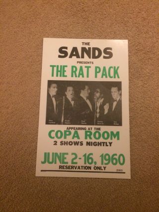 1960 Vintage The Sands The Rat Pack Frank Sinatra Copa Room Adv Poster