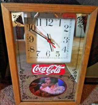 Vintage Kessler Whiskey Coca Cola Elvis Advertisement Mirror Shadow Box Clock