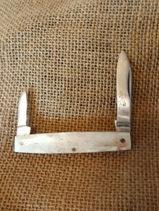 Vintage Parker Mink 2 Blade Pocket Knife Bone Handles