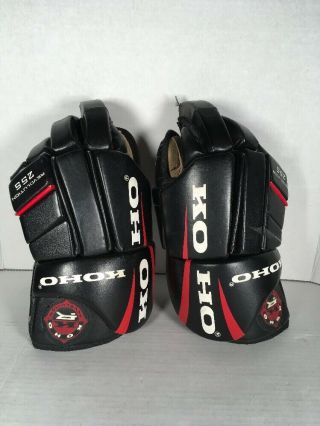 Vintage 14” Koho Revolution 255 Hockey Gloves Leather Black And Red Euc