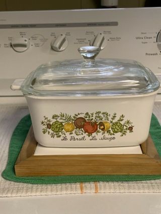 Vintage Corning Ware Baking Pan Spice Of Life P - 4 - B Loaf Casserole W/ Lid