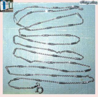 Vintage Italian 30 " Sterling Silver Chain Necklace Special Bright Gleaming Bars