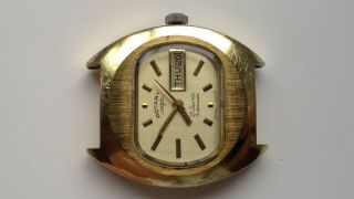 Mens Vintage Rotary Automatic Day Date 21 Jewels Gold Tone Swiss Calendar Watch