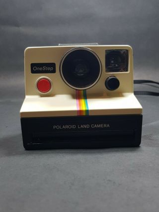 Vintage Polaroid Onestep White Rainbow Stripe Sx70 Land Camera