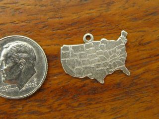 Vintage Sterling Silver United States Of America Country U.  S.  A.  Map Charm