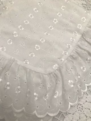 Vintage Pillow Shams Set Eyelet Lace Pair/2 Ellison White Embroidered Ruffle