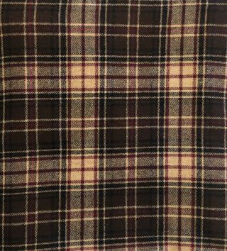 Brown And Burgundy Plaid Wool Fabric 2 3/4 Yards 59 X 99 Vintage Sewing Crafts