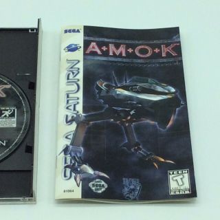 Vintage Sega Saturn Amok Long Box Video Game Disc Complete