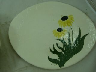 Vintage Southern Blue Ridge Potteries Yellow Flower Bowl and Serving Platter 3