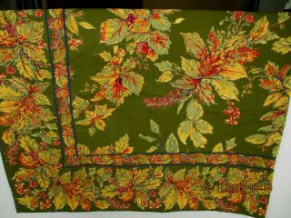 Vtg April Cornell Square Tablecloth 54x54  Leaf Berry Yellow Green Rust Red