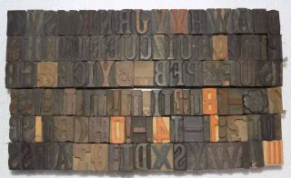 112 Piece Vintage Letterpress Wood Wooden Type Printing Blocks 20 M.  M.  Bc - 6017