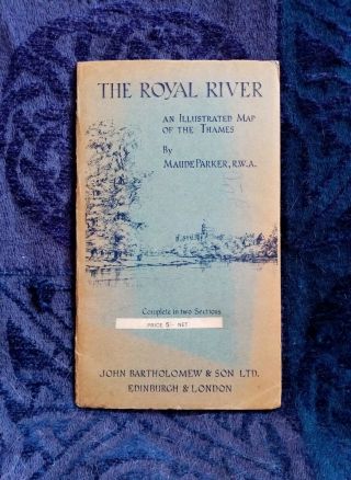 The Royal River Map Of The Thames Bartholomew 1937 London Vintage Antique 2 Part