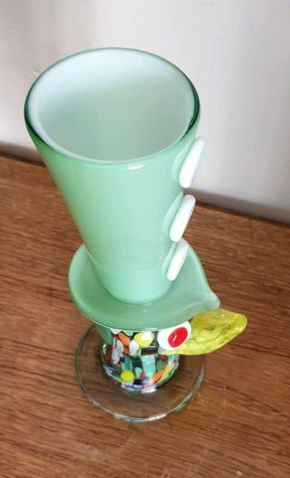 Vintage Italian Murano Glass Clown Tophat Vase.  Quality Coloured Art Glass 7