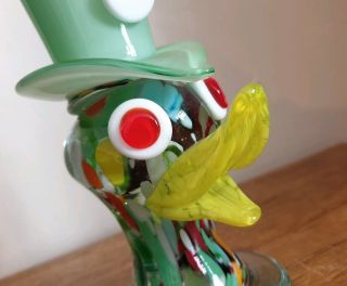Vintage Italian Murano Glass Clown Tophat Vase.  Quality Coloured Art Glass 8