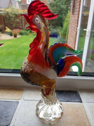 Vintage Murano Art Glass Rooster Cockerel 12 Inches Tall
